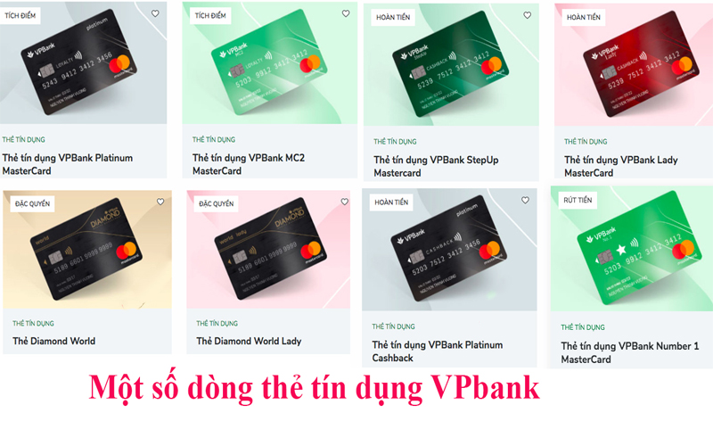 So sánh một số dòng thẻ tín dụng VPBank