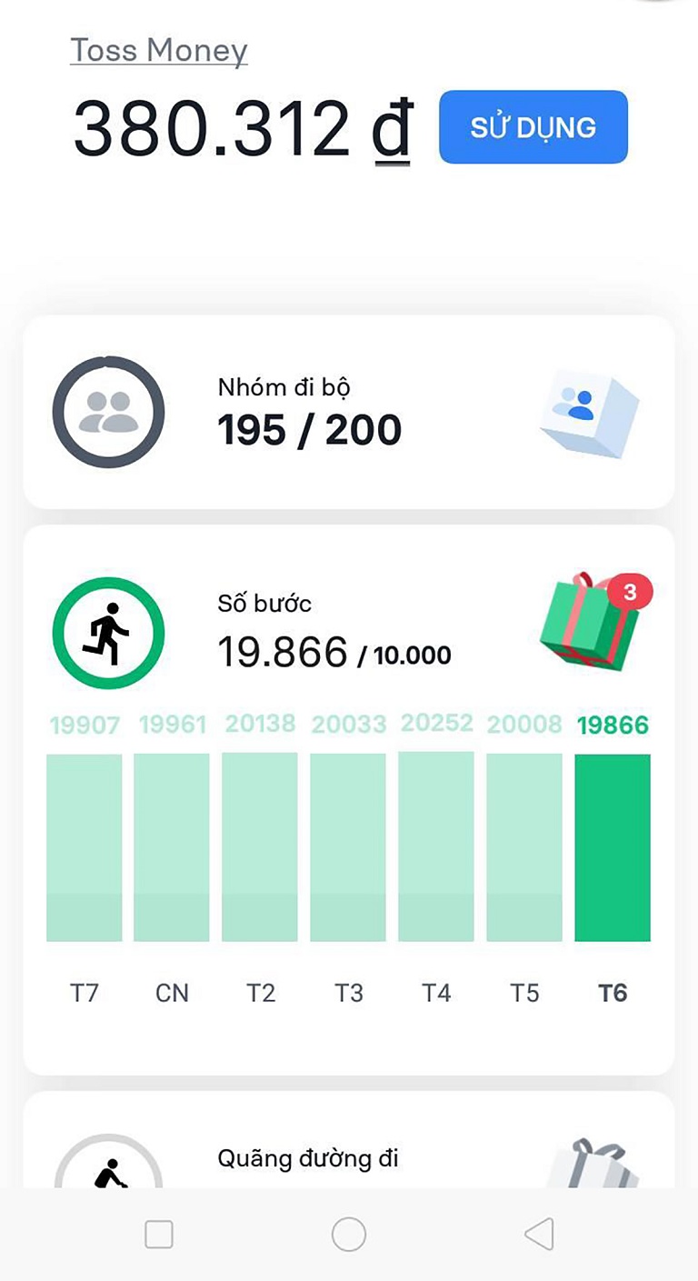 Toss là một app đi bộ kiếm tiền nổi tiếng tại Hàn Quốc